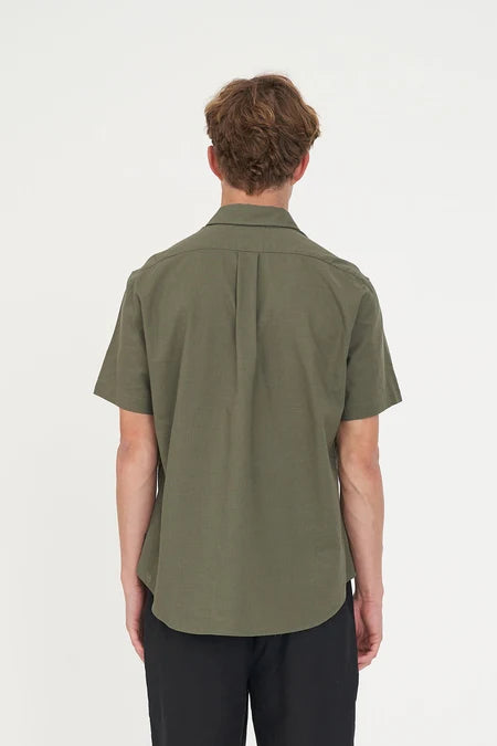 HUFFER Lin-In Short Sleeve Shirt Khaki
