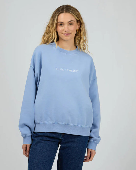 SILENT THEORY Logo Crew Light Blue
