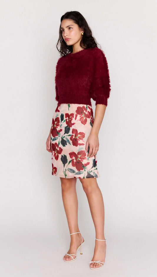 MINK PINK Lola Burgundy Fluffy Knit Top