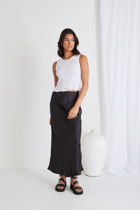 IVY + JACK Lonely Linen Shirred Top Ivory