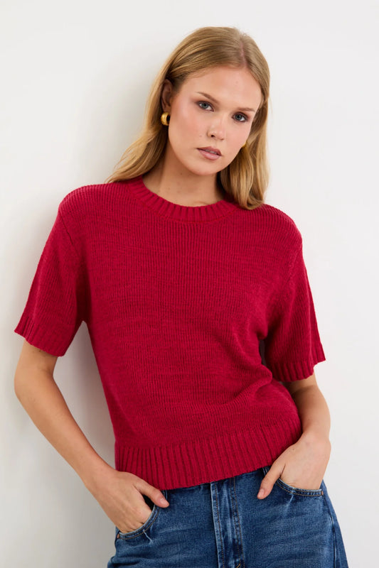 BY ROSA Loveable Cherry Tape Knit Tee