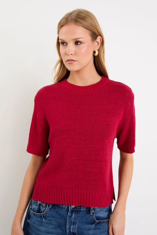 BY ROSA Loveable Cherry Tape Knit Tee