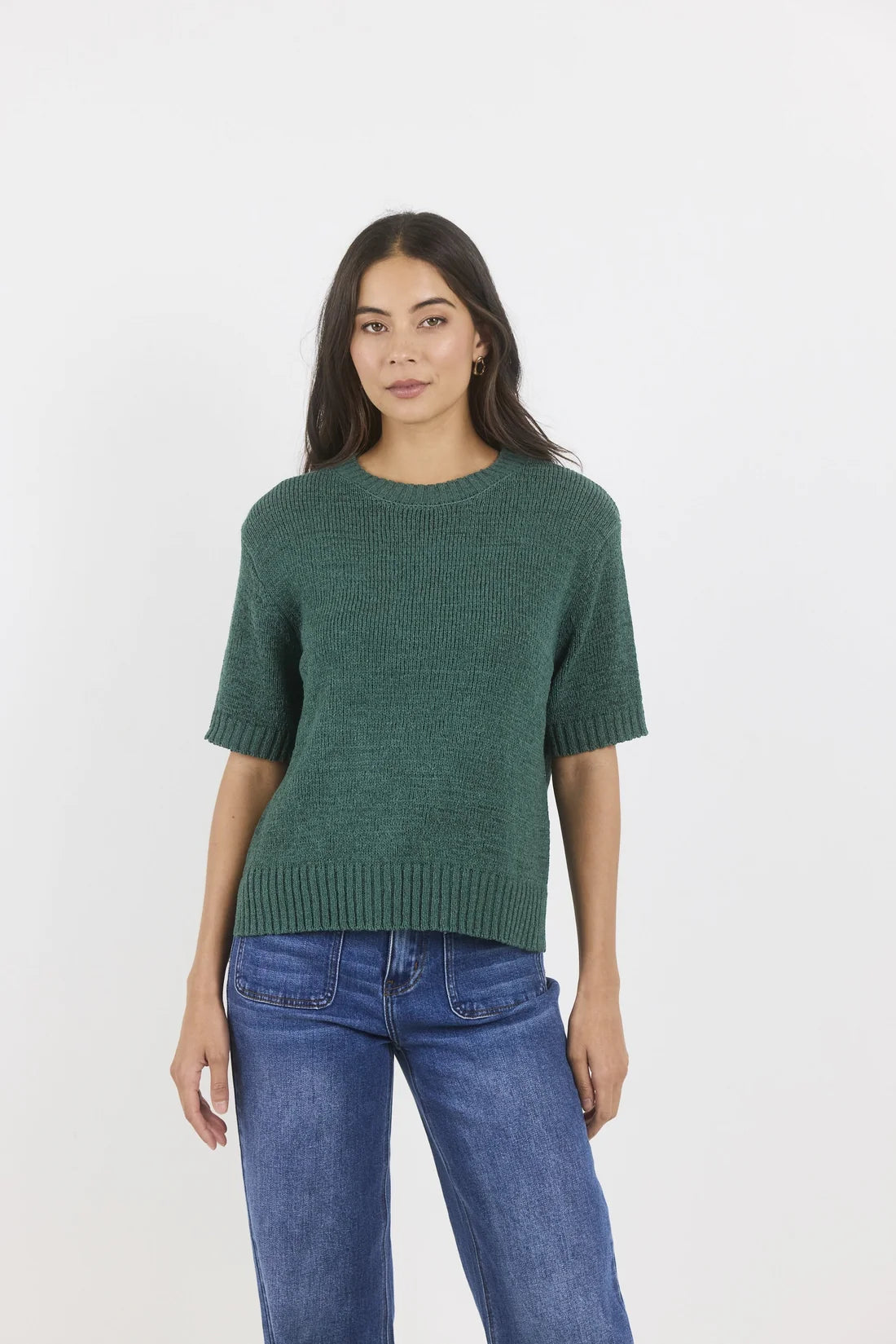 BY ROSA Loveable Petrol Tape Yarn Knit Tee