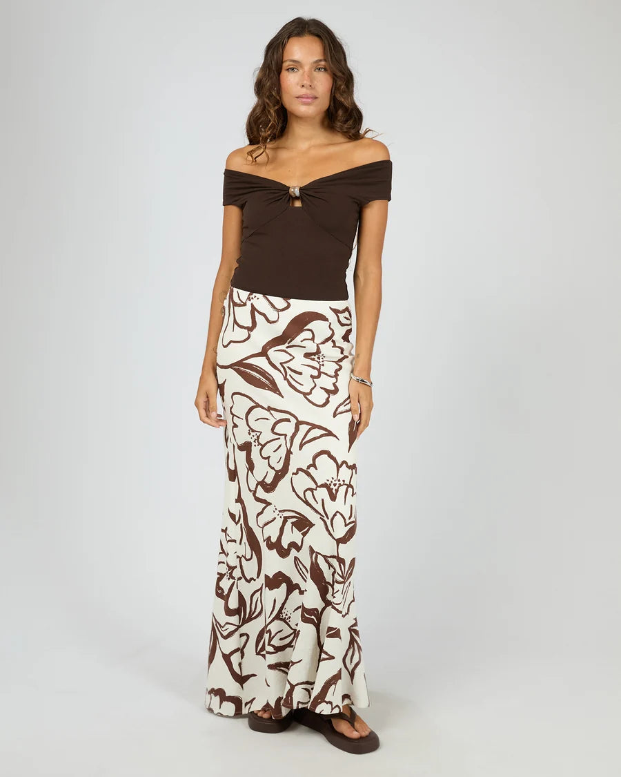SILENT THEORY Lucia Maxi Skirt Vintage White Choc
