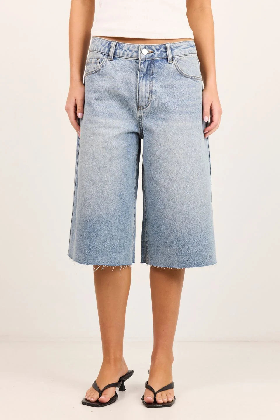 STORIES BE TOLD Maverick Vintage Blue Knee Length Bermuda Denim Short