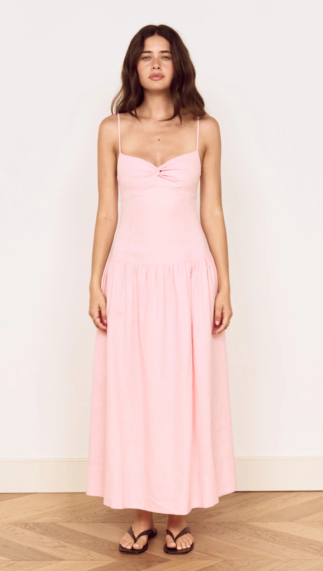 MINK PINK Mila Linen Blend Midi Dress