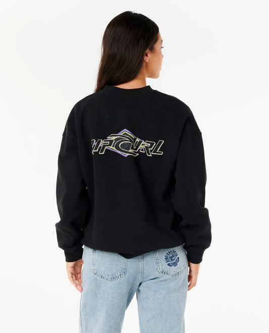Rip Curl Neon Diamond Heritage Crew Black