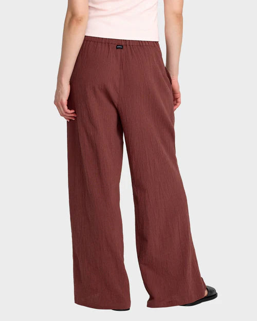 RVCA New Yume Wide Leg Elasticated Pants Terra Brown
