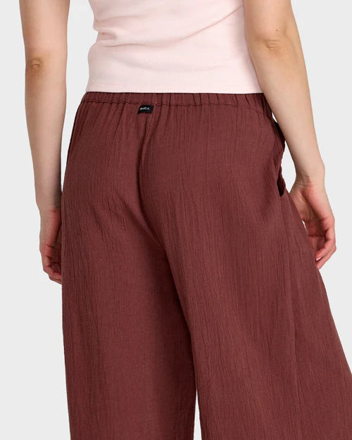 RVCA New Yume Wide Leg Elasticated Pants Terra Brown