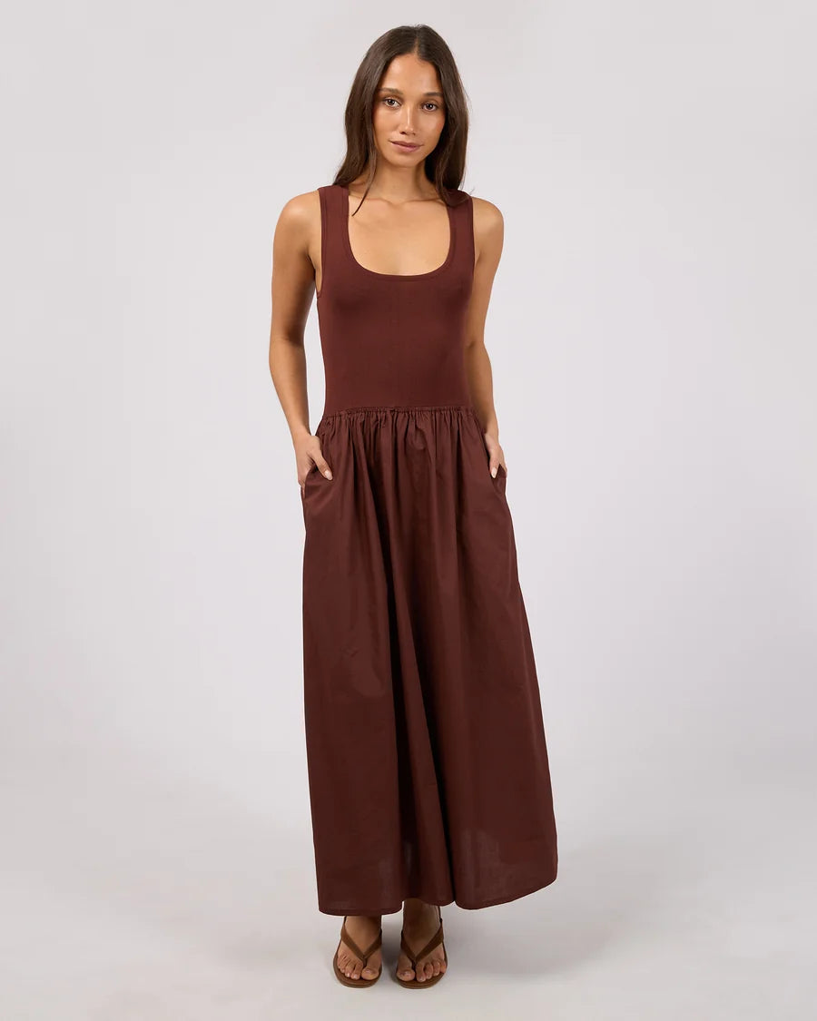 SILENT THEORY Ollie Scoop Neck Maxi Dress Cherry