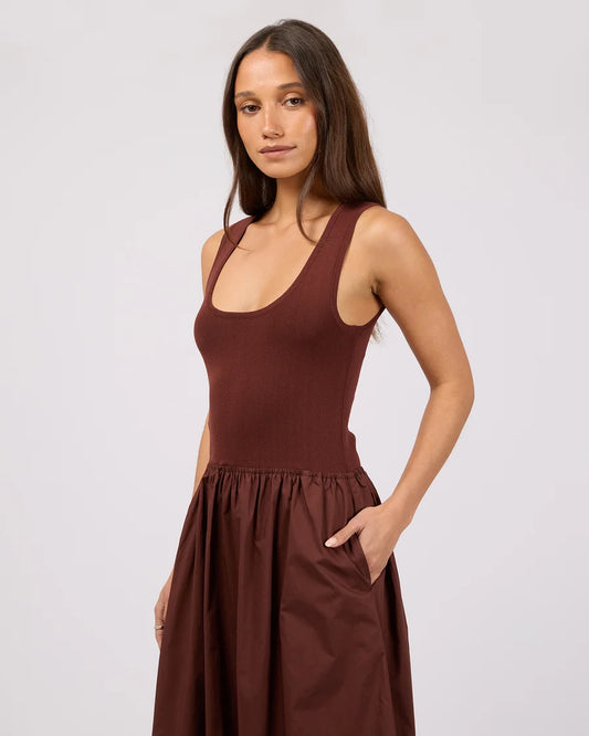 SILENT THEORY Ollie Scoop Neck Maxi Dress Cherry
