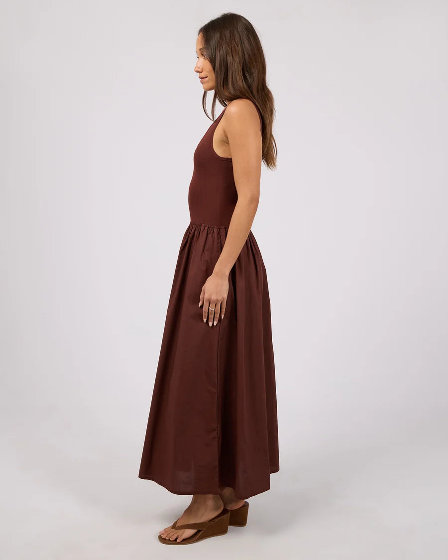 SILENT THEORY Ollie Scoop Neck Maxi Dress Cherry