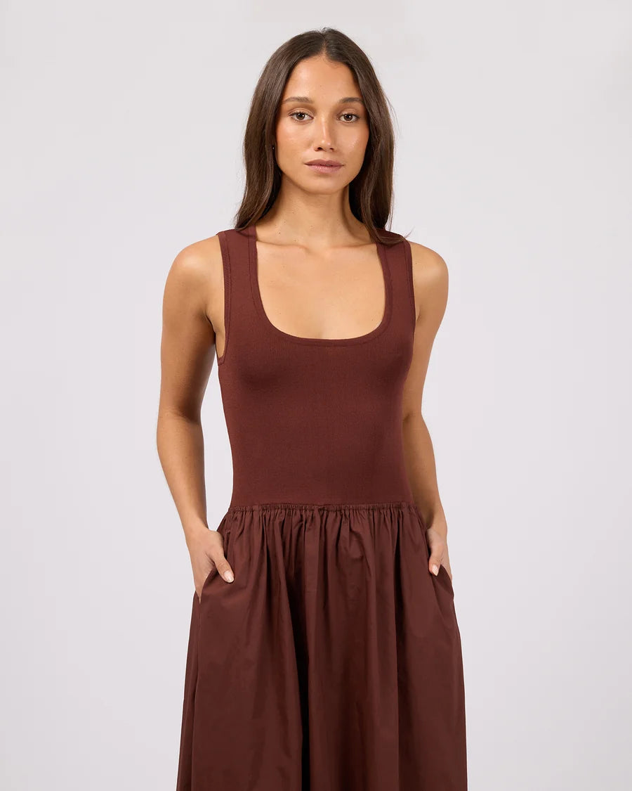 SILENT THEORY Ollie Scoop Neck Maxi Dress Cherry
