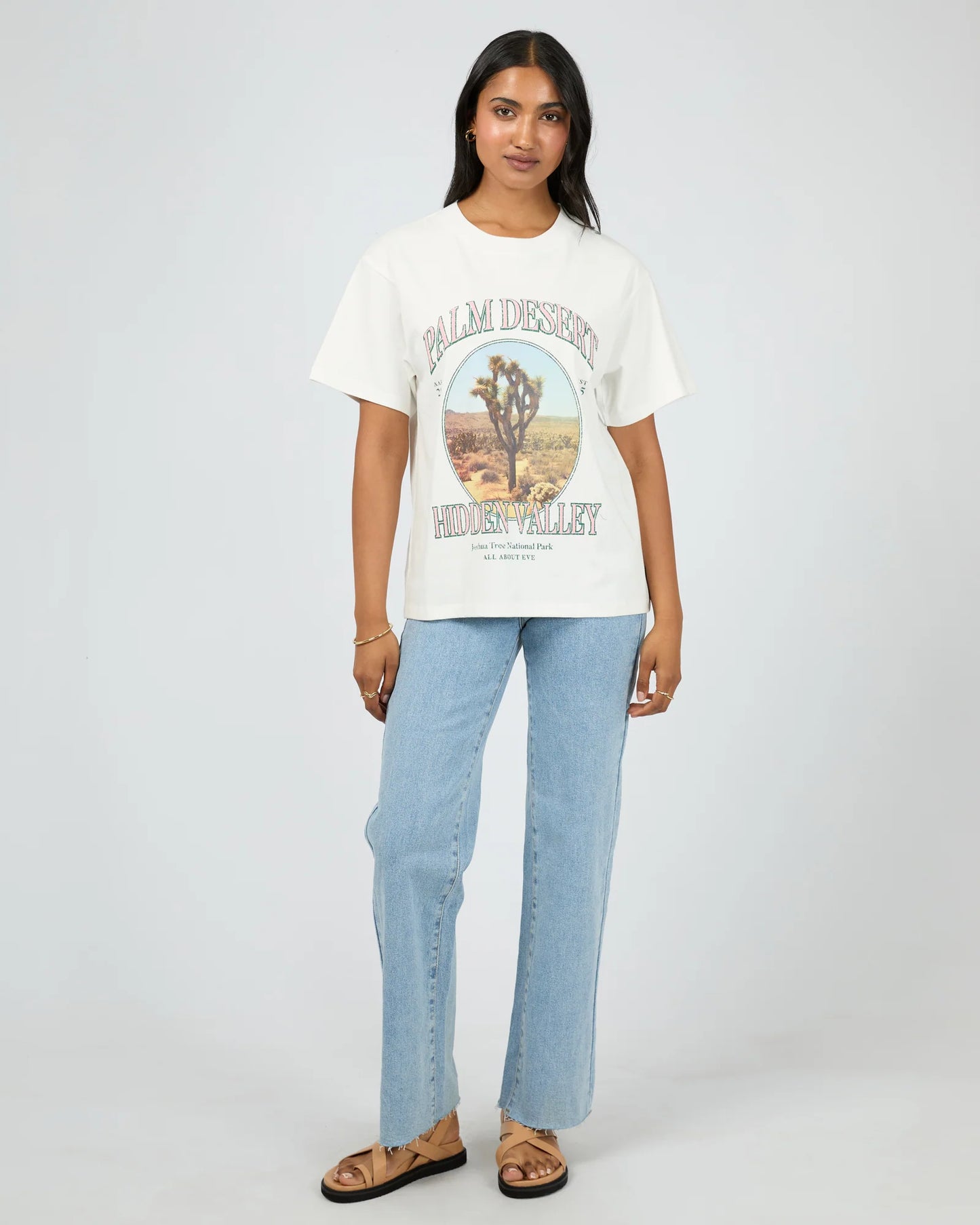 ALL ABOUT EVE Palm Desert Box Tee Vintage White