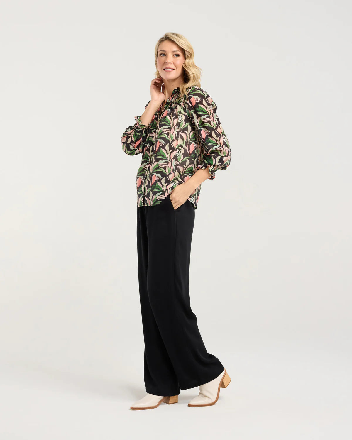 BLACKSTONE Patti Stitched Pleat Blouse