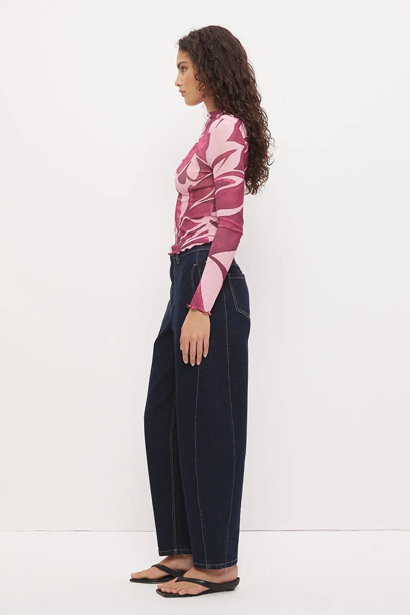 MON RENN Peta Mock Neck Painterly Floral