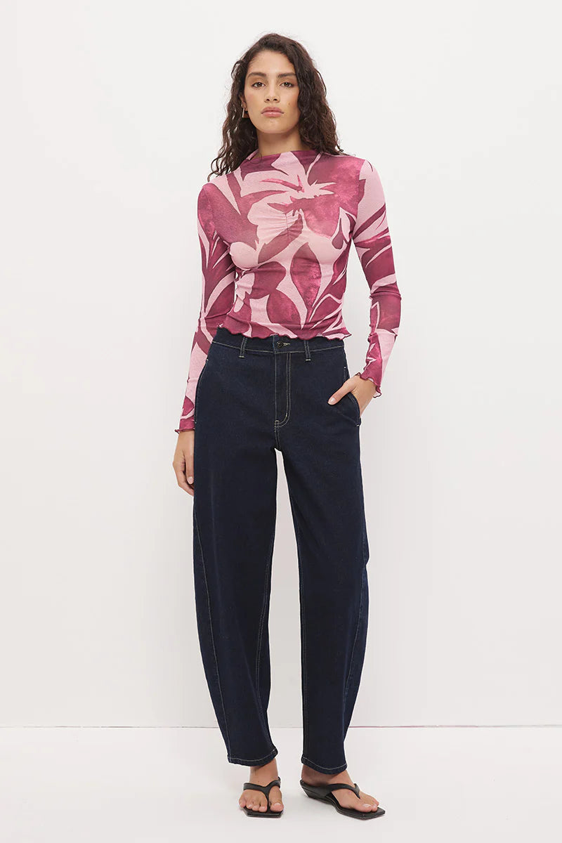 MON RENN Peta Mock Neck Painterly Floral