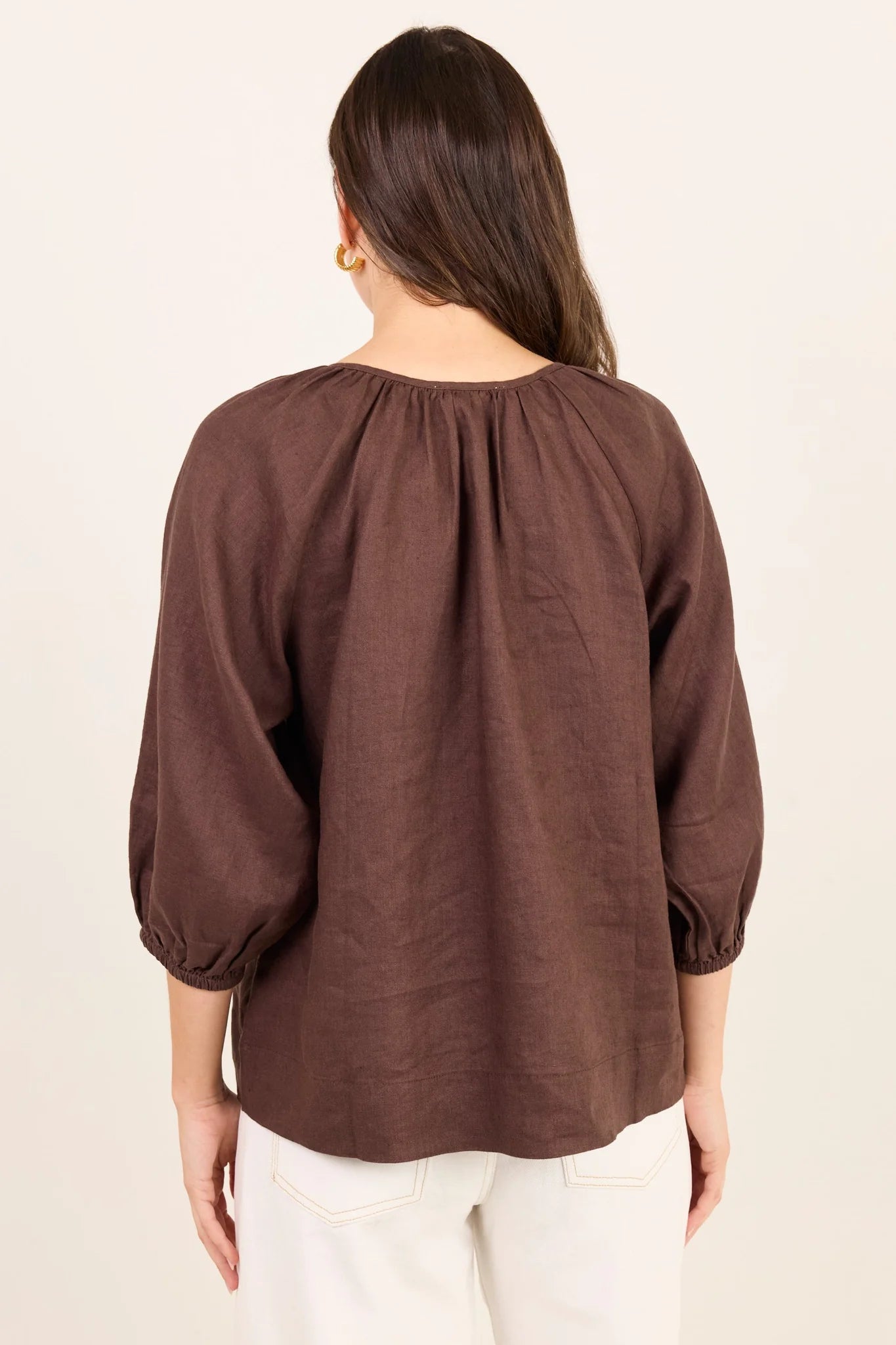REUNION Revolutionary Linen Top Chocolate