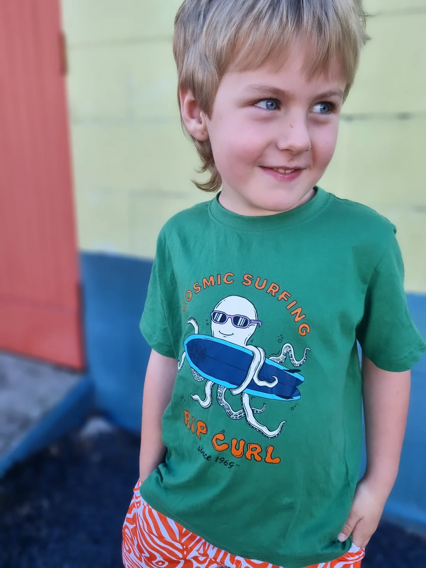 RIP CURL Cosmic Surfing Tee Green 1-8 years