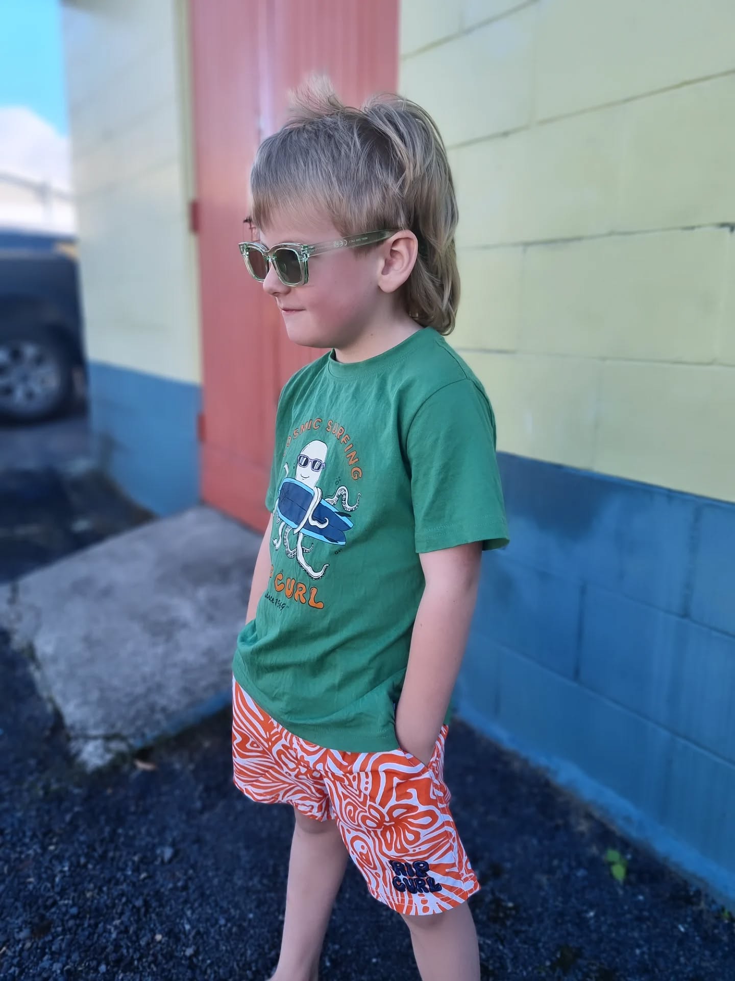 RIP CURL Cosmic Surfing Tee Green 1-8 years