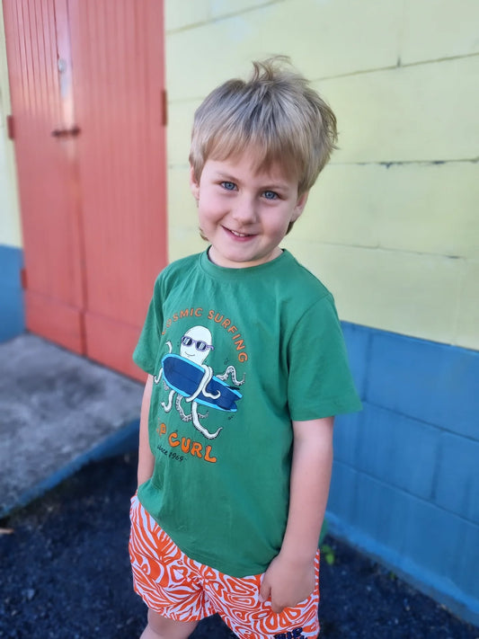 RIP CURL Cosmic Surfing Tee Green 1-8 years
