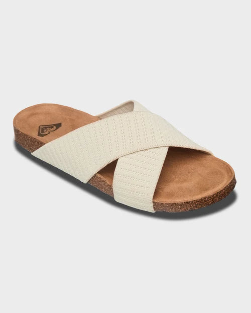 ROXY Mannae Crossed Sandal Slide Taupe
