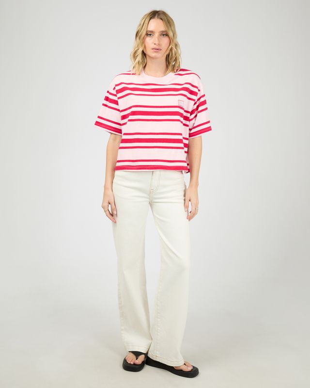 ALL ABOUT EVE Ruby Crop Relaxed Tee Pink/Red