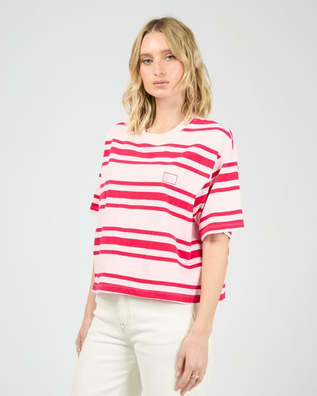 ALL ABOUT EVE Ruby Crop Relaxed Tee Pink/Red