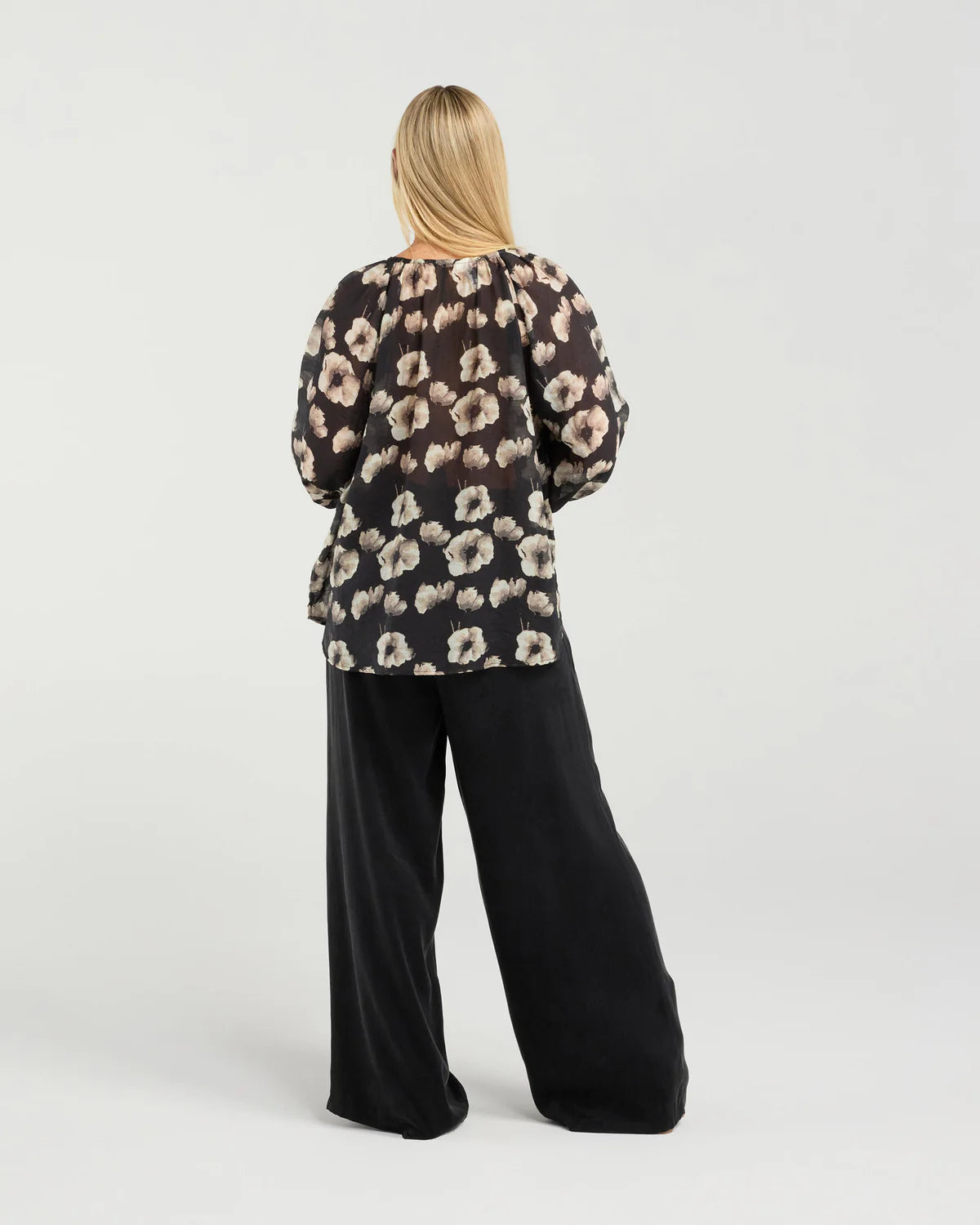 BLACKSTONE Samantha Pinstitch Detail Blouse Black Poppy