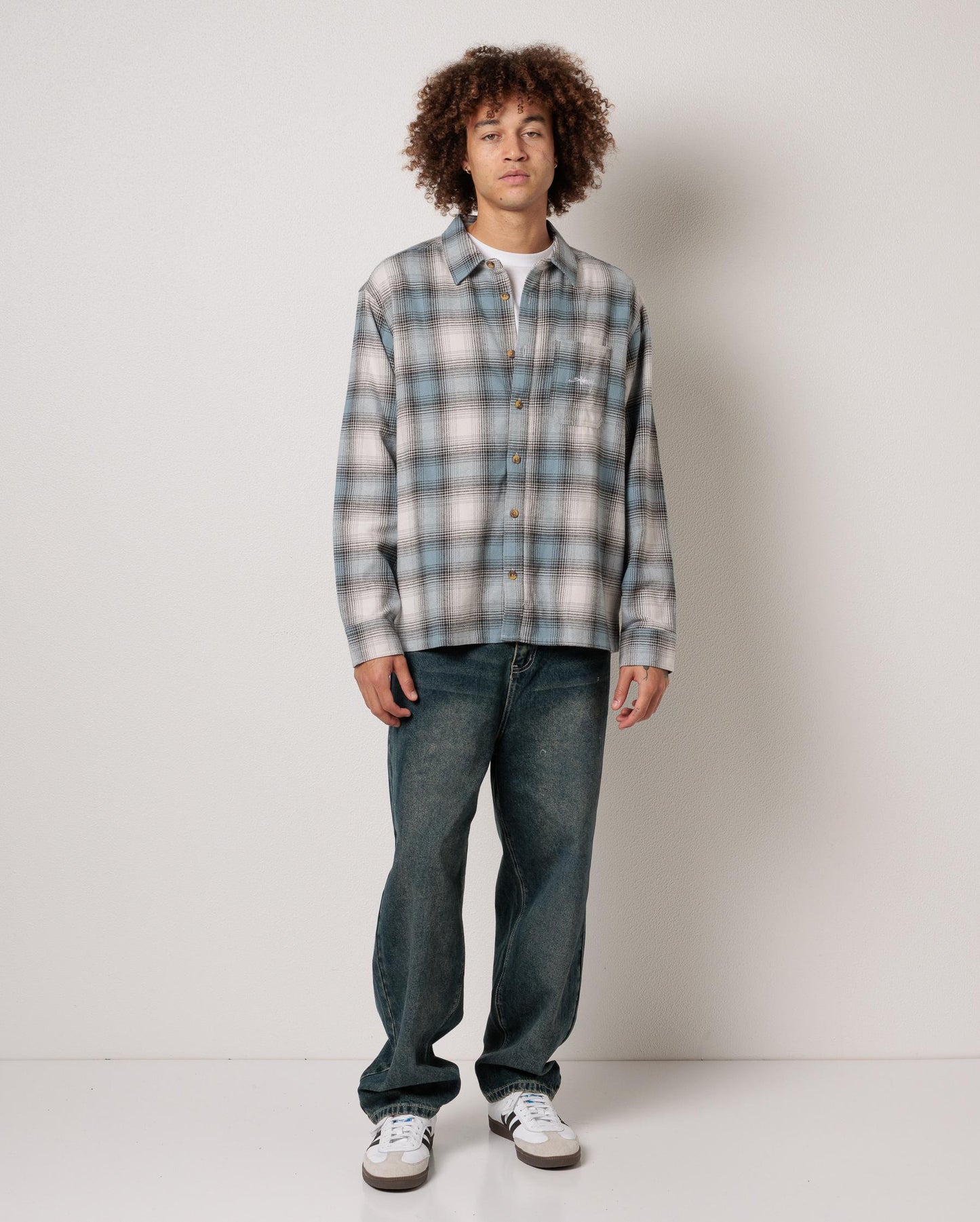 BILLABONG Script Flannel Washed Blue