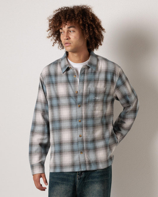 BILLABONG Script Flannel Washed Blue