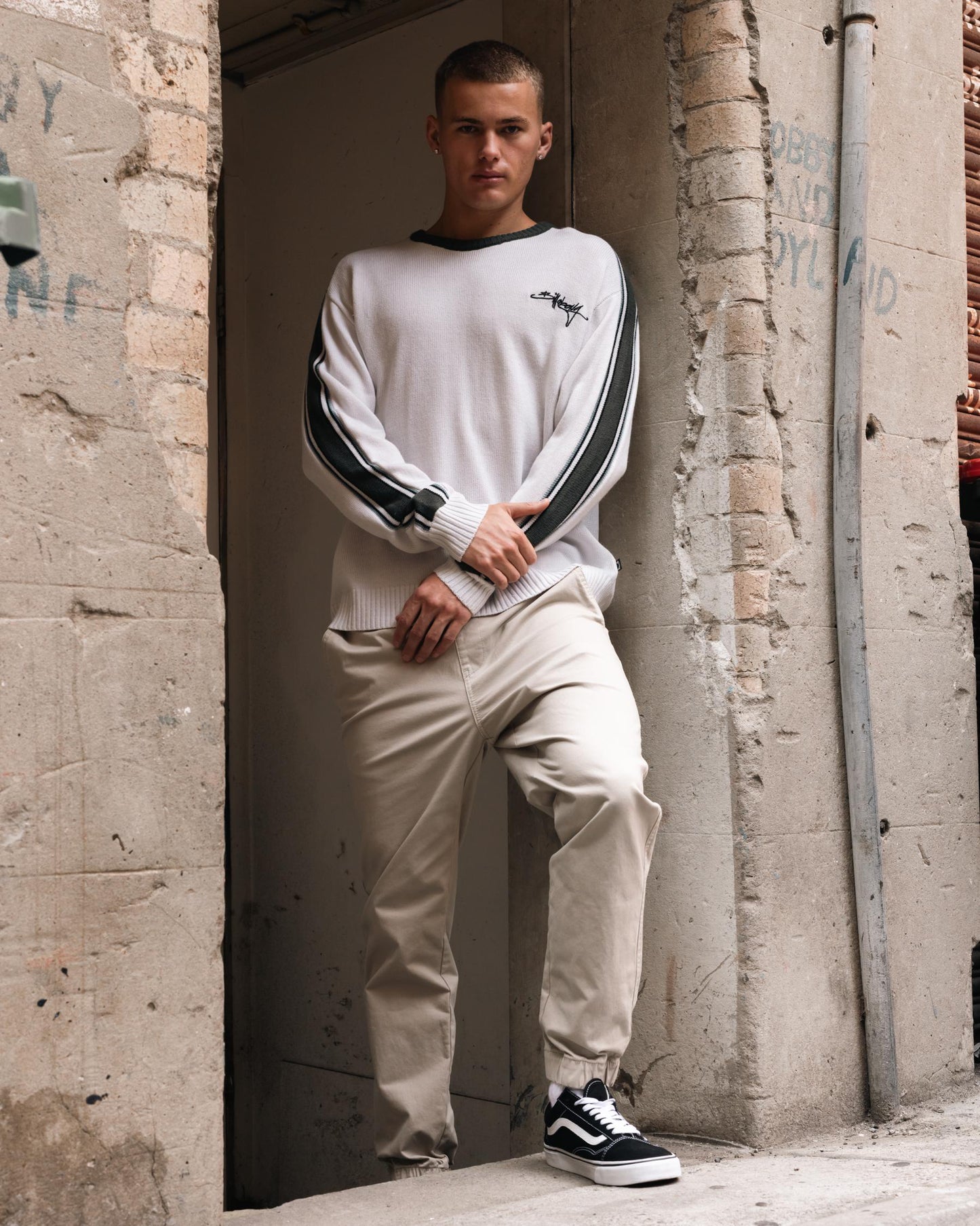BILLABONG Script Knit Sweater Silver/Khaki