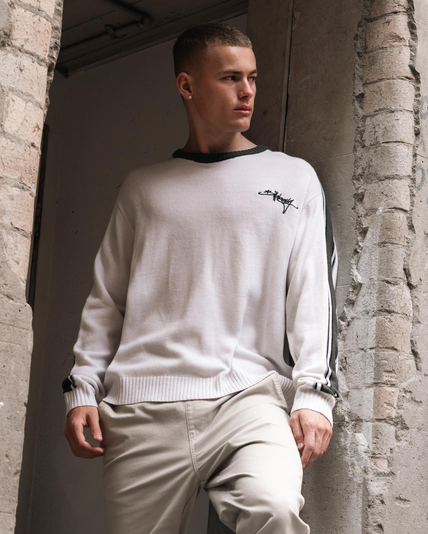BILLABONG Script Knit Sweater Silver/Khaki