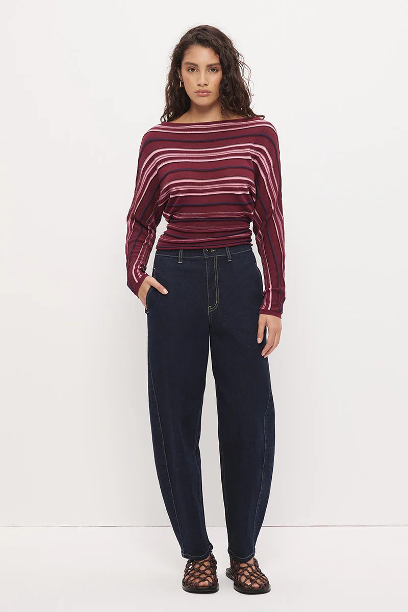 MON RENN Selena Knit Top Berry Stripe