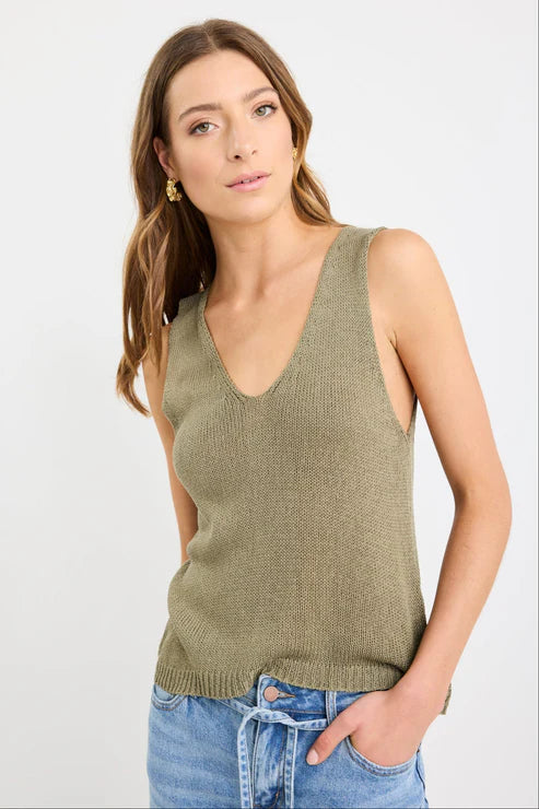 STORIES BE TOLD Settler V Neck Knit Singlet Top