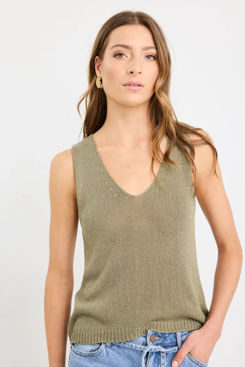 STORIES BE TOLD Settler V Neck Knit Singlet Top