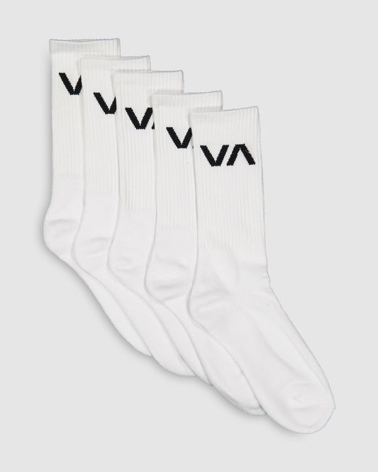 RVCA 5 Pack Sport Socks White