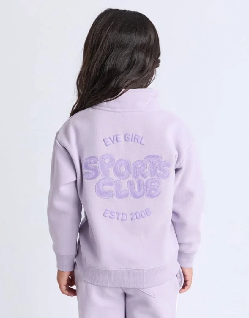 EVE GIRL Sports Club 1/4 Zip Pullover Lavender 3-7 years
