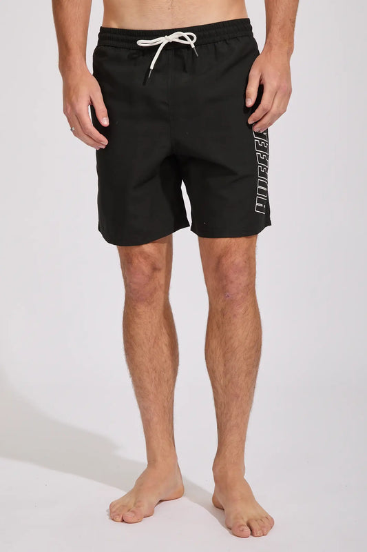 HUFFER Staple Trunk Elastic Waist Boardshort Black