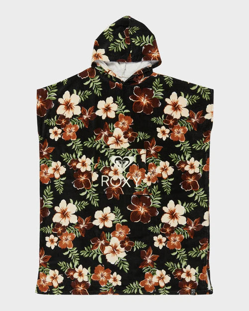 ROXY Womens Stay Magical Printed Hooded Towel Black Floral