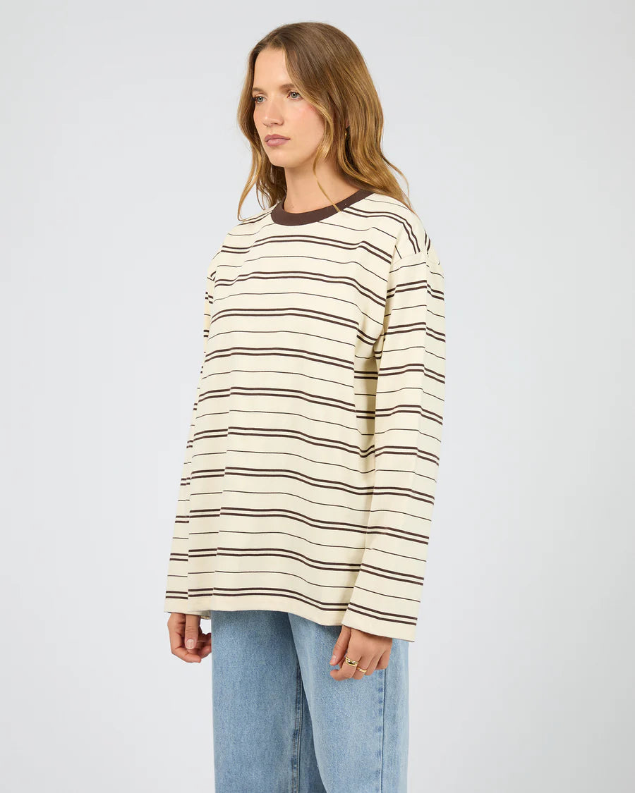 SILENT THEORY Stripe Long Sleeve Tee Chocolate