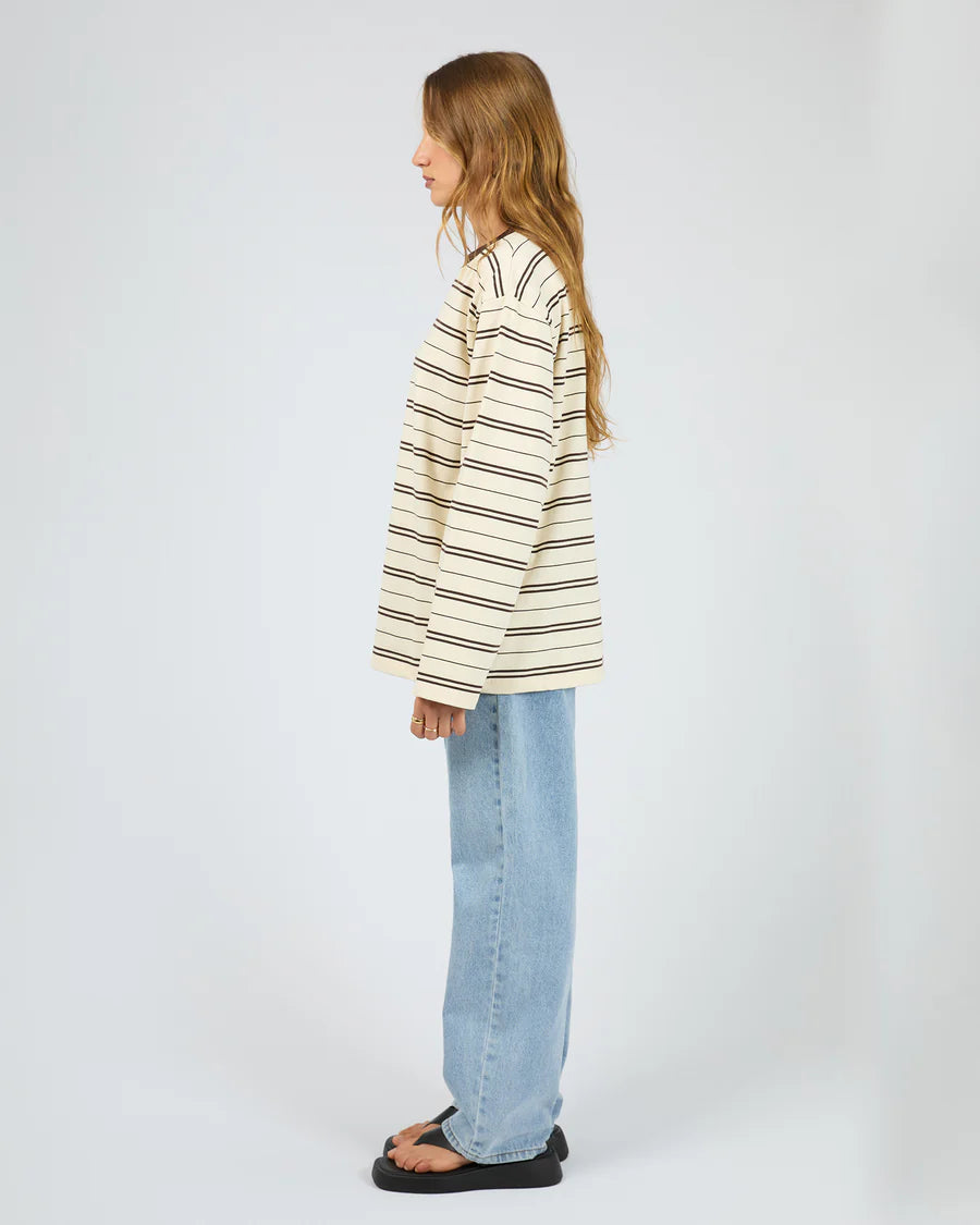 SILENT THEORY Stripe Long Sleeve Tee Chocolate