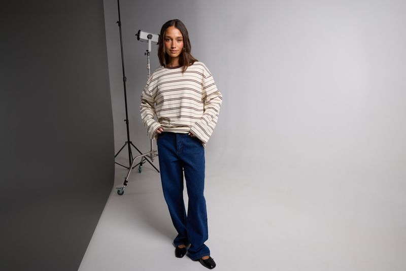 SILENT THEORY Stripe Long Sleeve Tee Chocolate