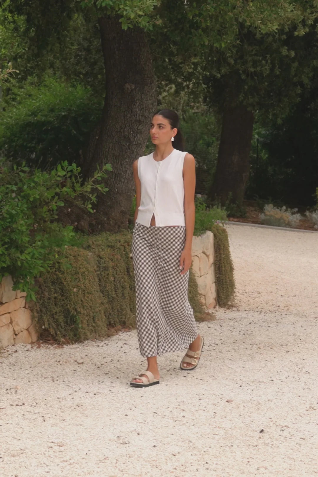 AMONG THE BRAVE Summit Chocolate Gingham Tie Waist Bias Skirt