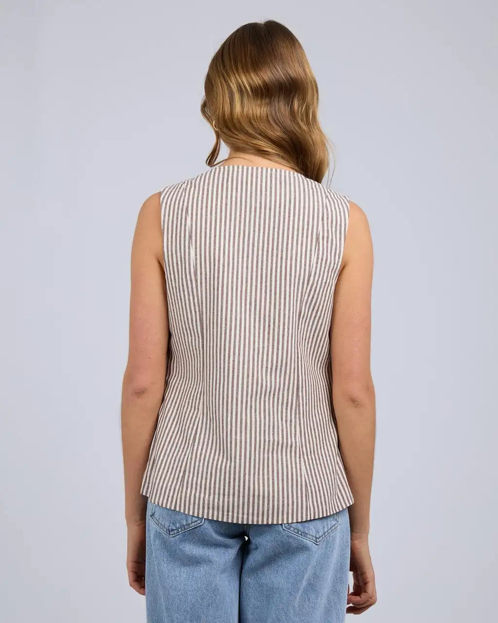 SILENT THEORY Sunday Tie Top Chocolate Stripe