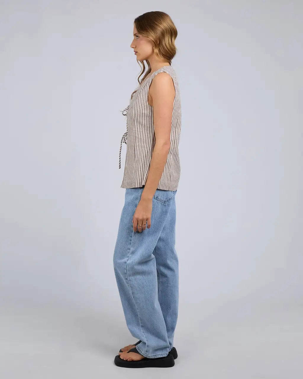 SILENT THEORY Sunday Tie Top Chocolate Stripe