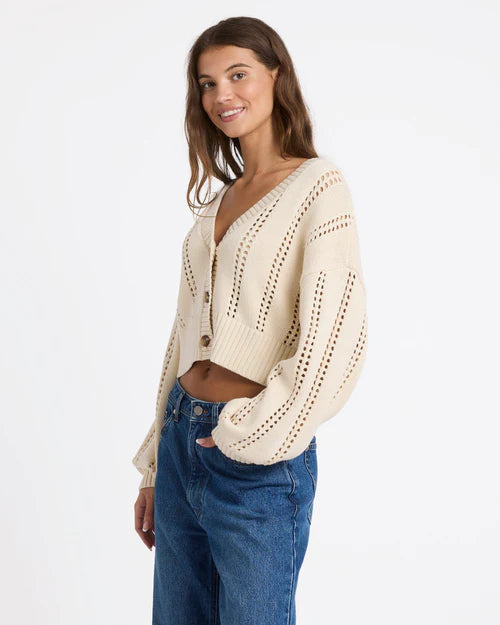 ROXY Sunlaced Cardigan Parchment
