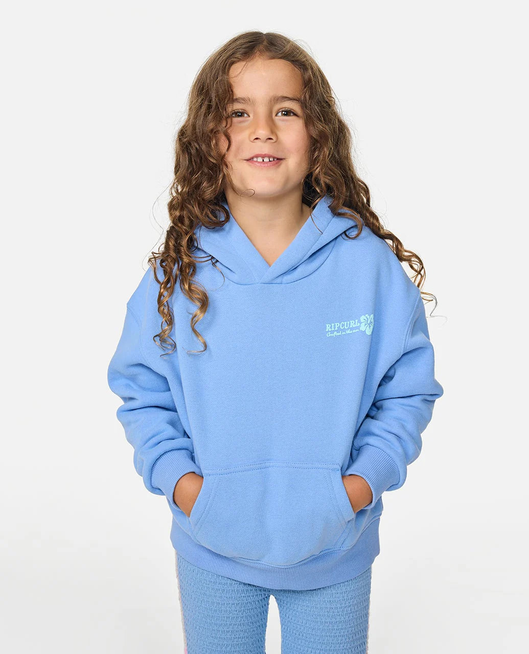 RIP CURL Girl Surf Puff Hood Party Fleece Cornflower Blue 1-8 Years