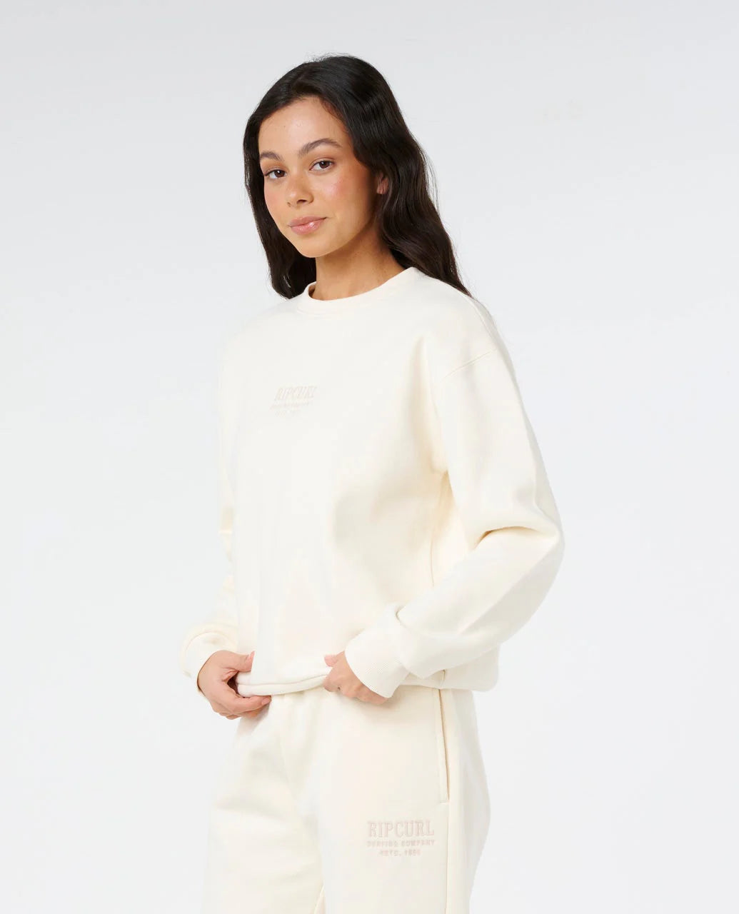 RIP CURL Surf Staple Relaxed Crew Bone