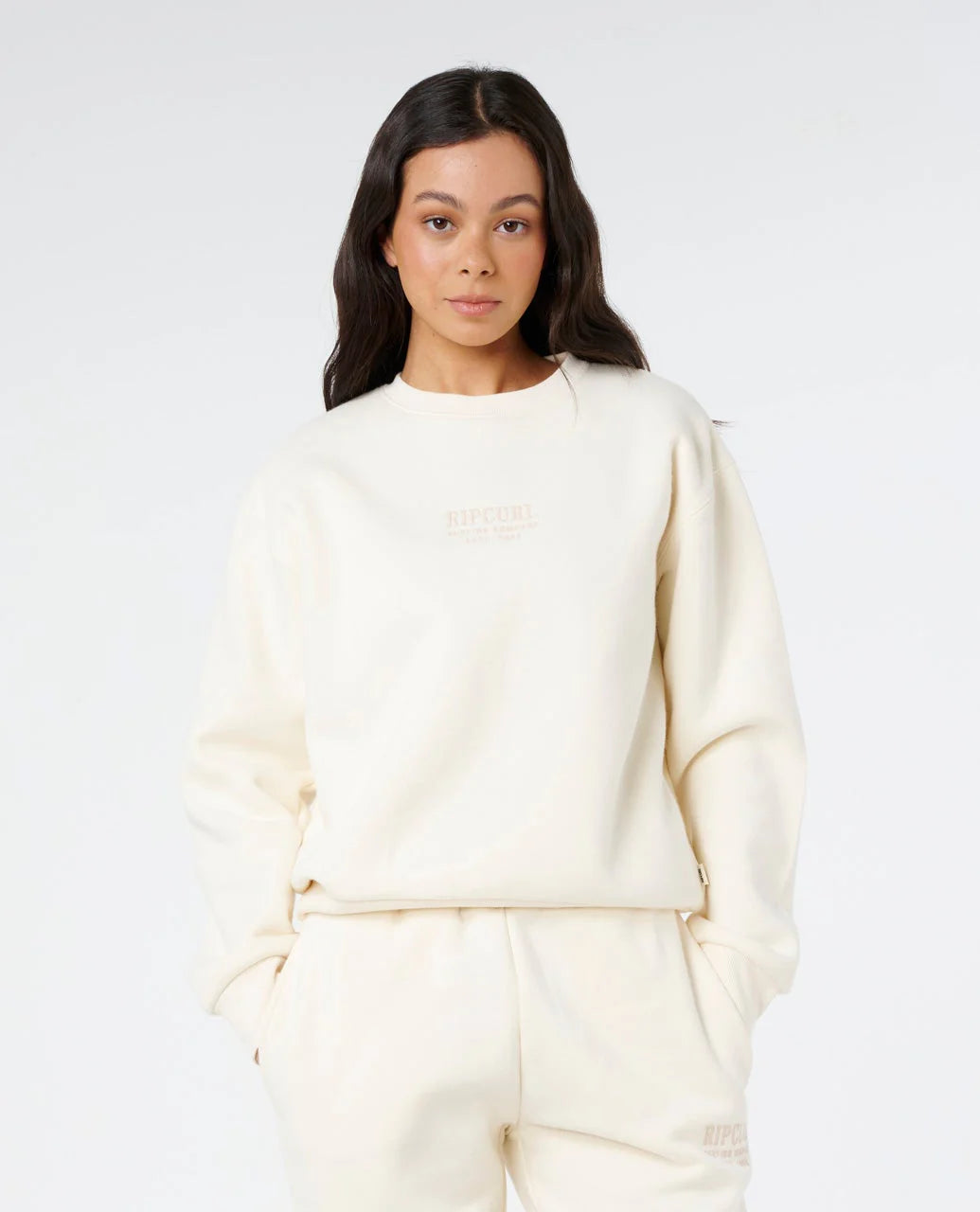 RIP CURL Surf Staple Relaxed Crew Bone